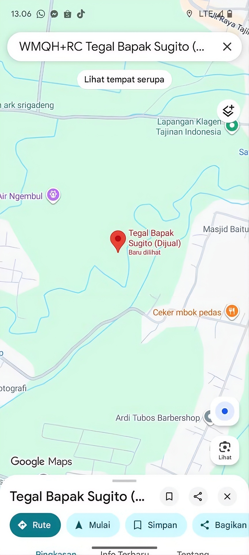 Suasana tanah Tajinan Malang